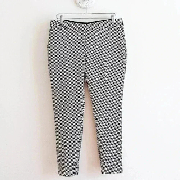 Vintage Mid Rise‎ Black White Checkered Trousers Size 10 Office Tapered Pants - Picture 1 of 5